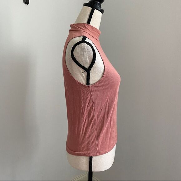 American Eagle Soft & Sexy Rib Dusty Pink Fitted Mock Neck Shirt size XS Tagless - Picture 6 of 11